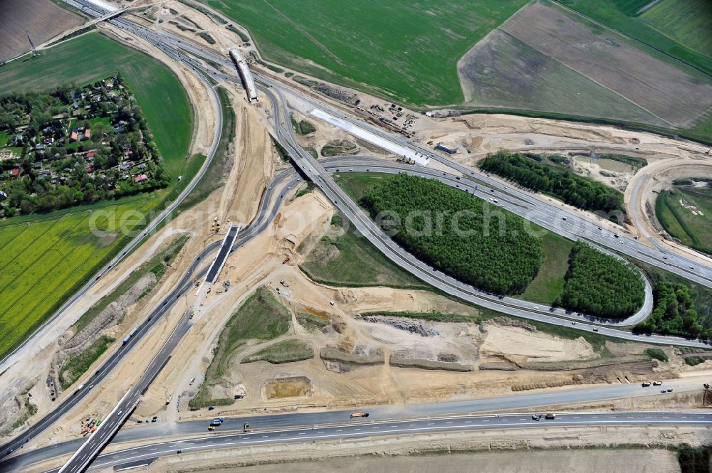 Schwanebeck from the bird's eye view: View of the construction site at the motorway junction Barnim