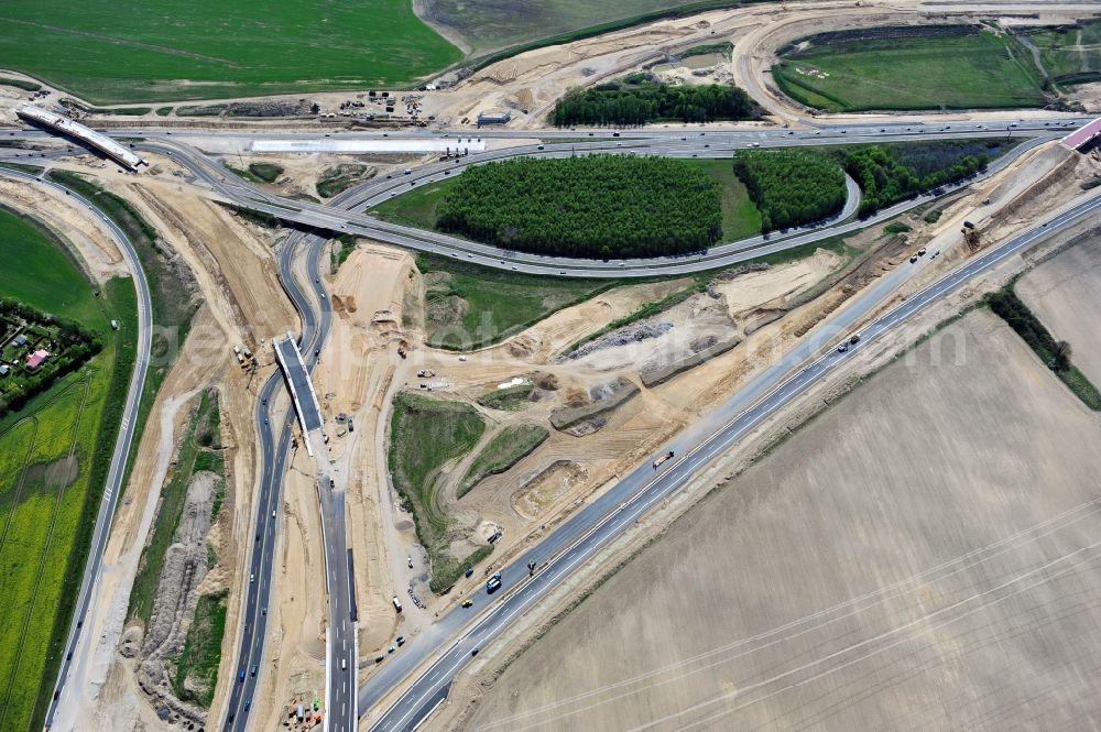 Aerial image Schwanebeck - View of the construction site at the motorway junction Barnim