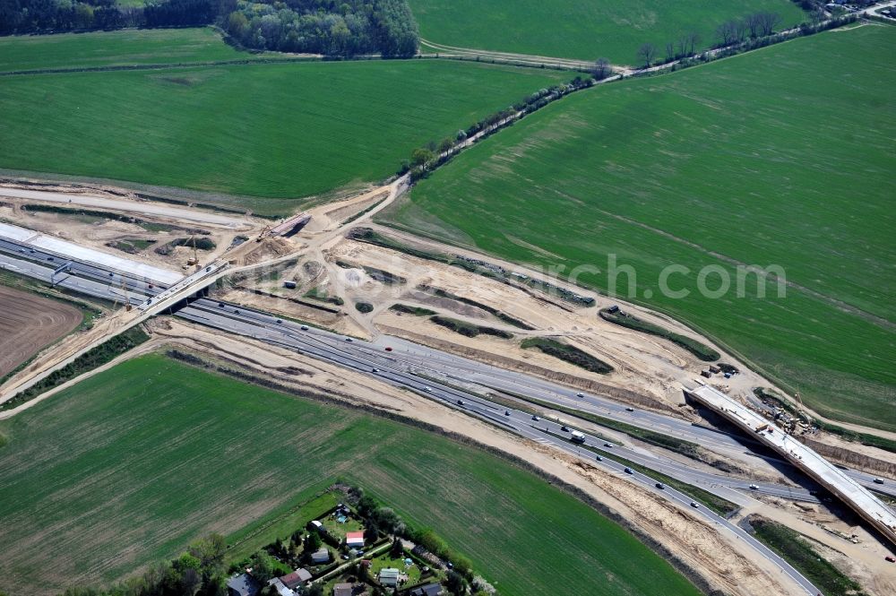 Aerial photograph Schwanebeck - View of the construction site at the motorway junction Barnim