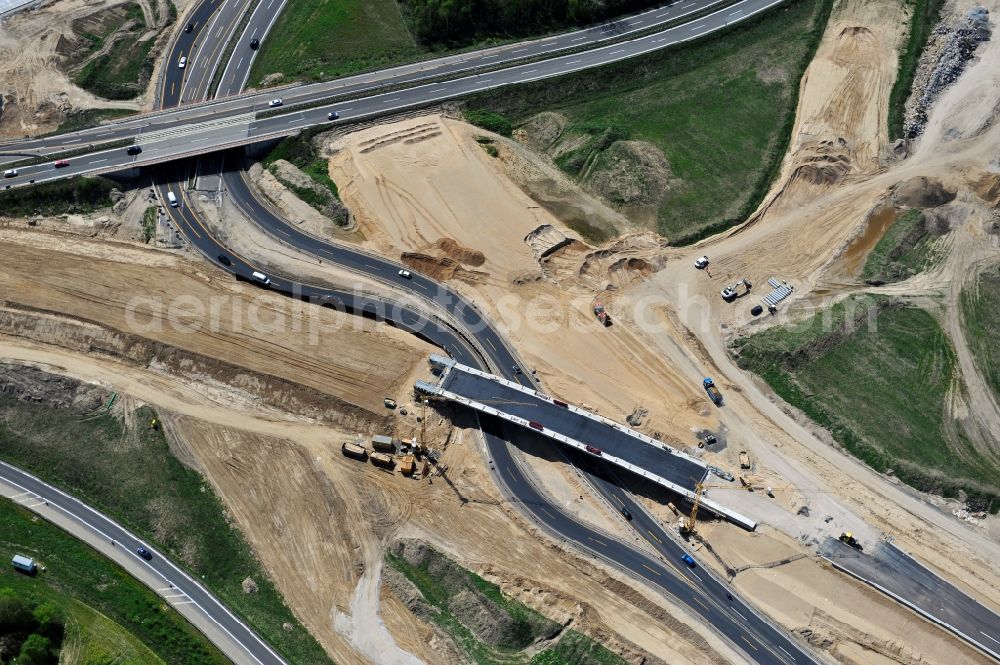 Schwanebeck from above - View of the construction site at the motorway junction Barnim