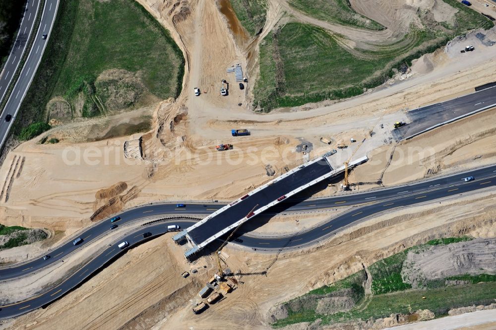 Schwanebeck from the bird's eye view: View of the construction site at the motorway junction Barnim