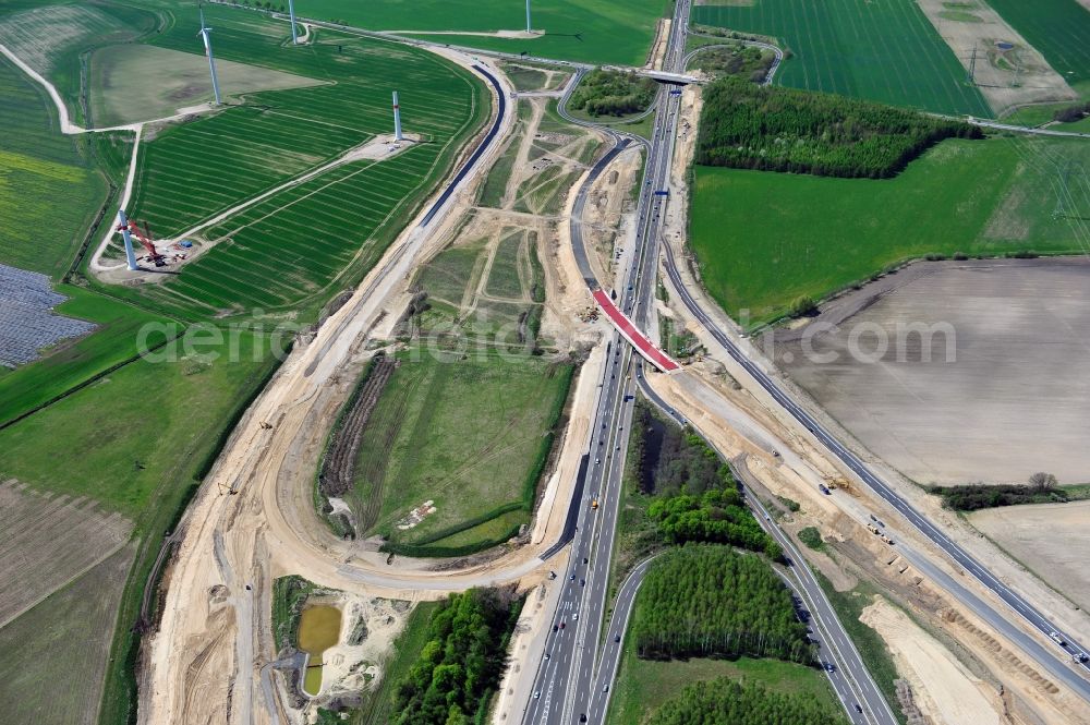 Aerial image Schwanebeck - View of the construction site at the motorway junction Barnim