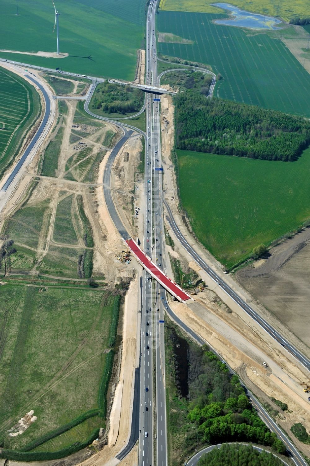 Aerial photograph Schwanebeck - View of the construction site at the motorway junction Barnim