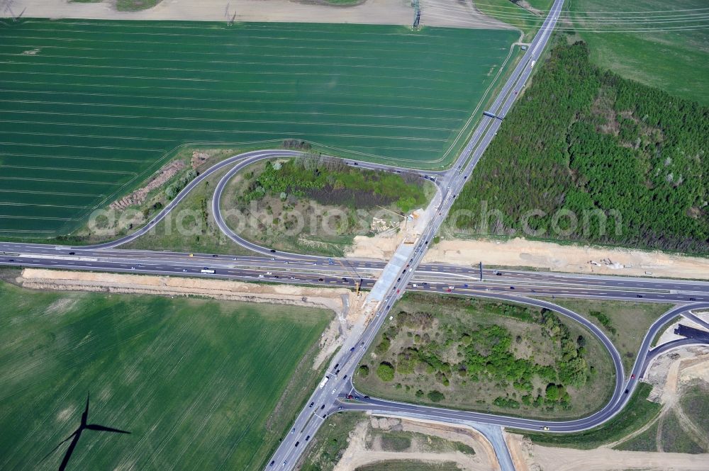 Schwanebeck from the bird's eye view: View of the construction site at the motorway junction Barnim