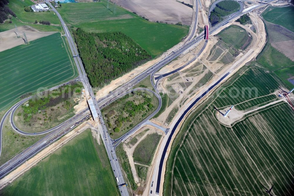 Aerial photograph Schwanebeck - View of the construction site at the motorway junction Barnim