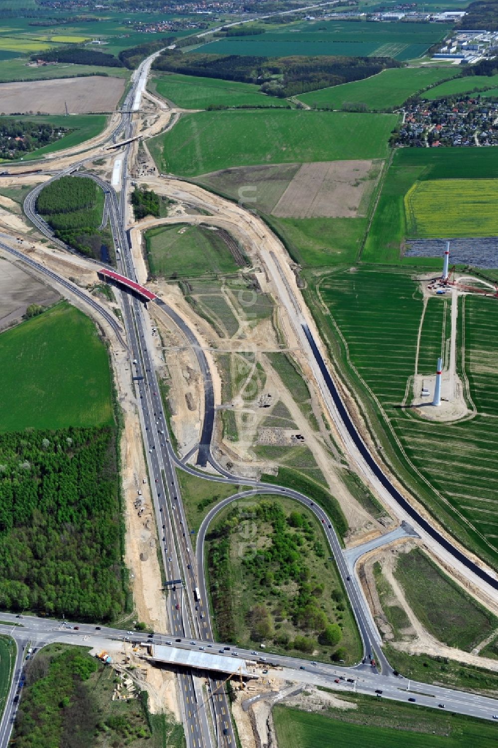 Schwanebeck from the bird's eye view: View of the construction site at the motorway junction Barnim