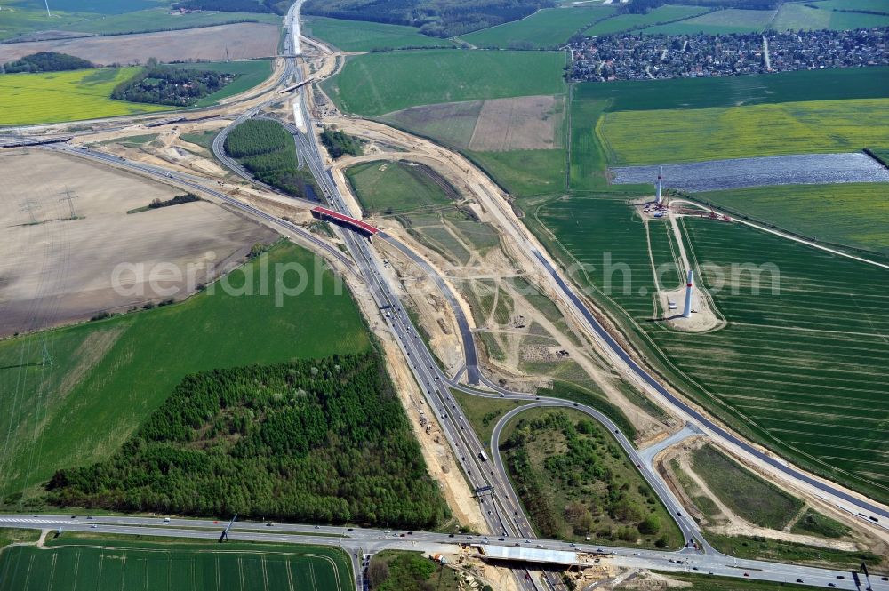 Aerial image Schwanebeck - View of the construction site at the motorway junction Barnim