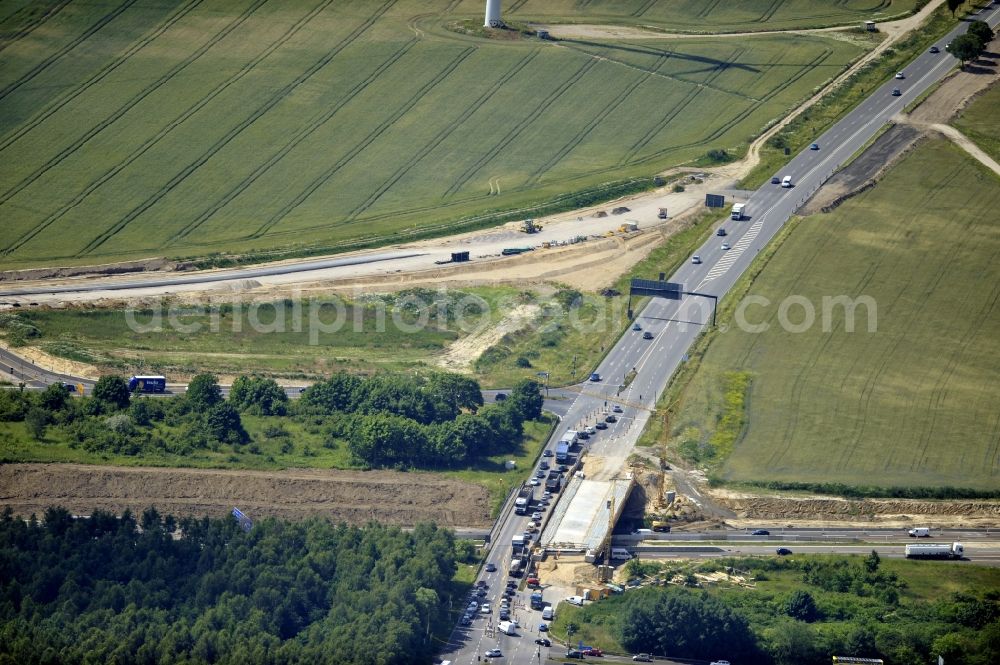 Schwanebeck from above - View of the construction site at the motorway junction Barnim