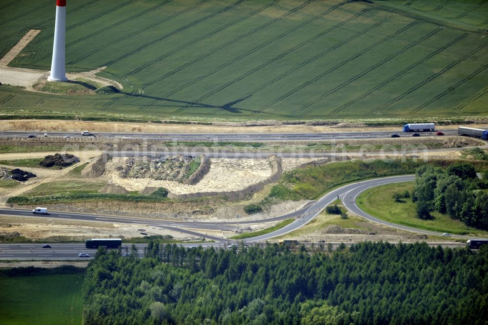 Schwanebeck from the bird's eye view: View of the construction site at the motorway junction Barnim