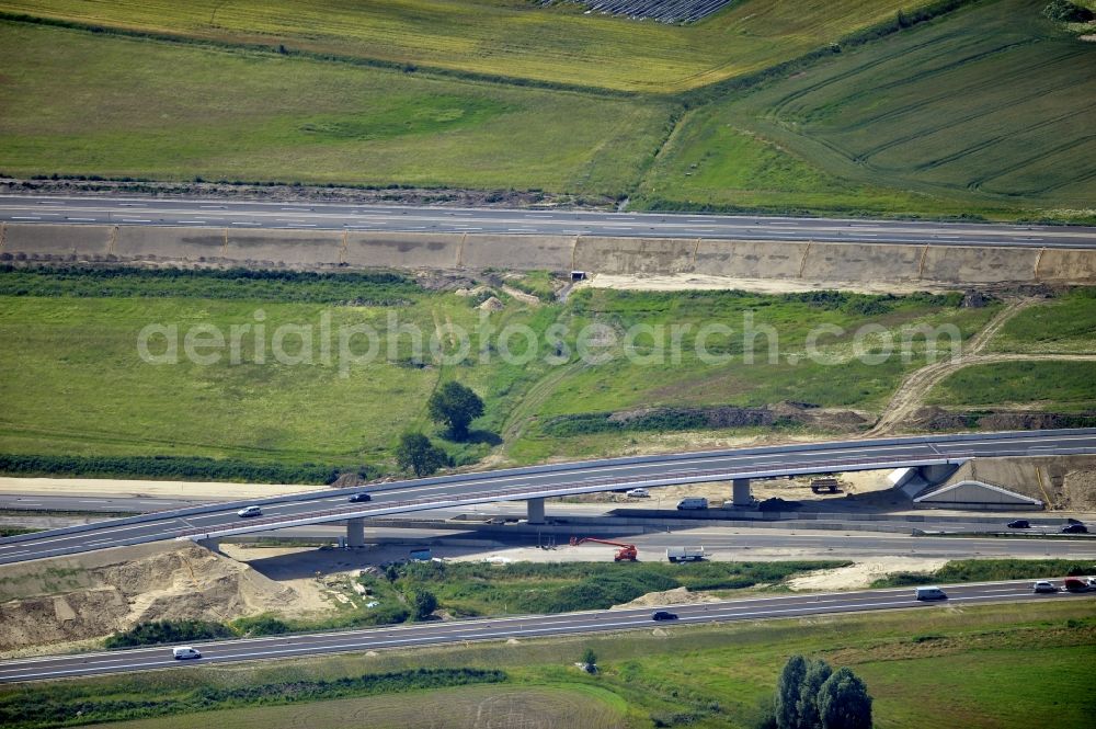 Aerial image Schwanebeck - View of the construction site at the motorway junction Barnim