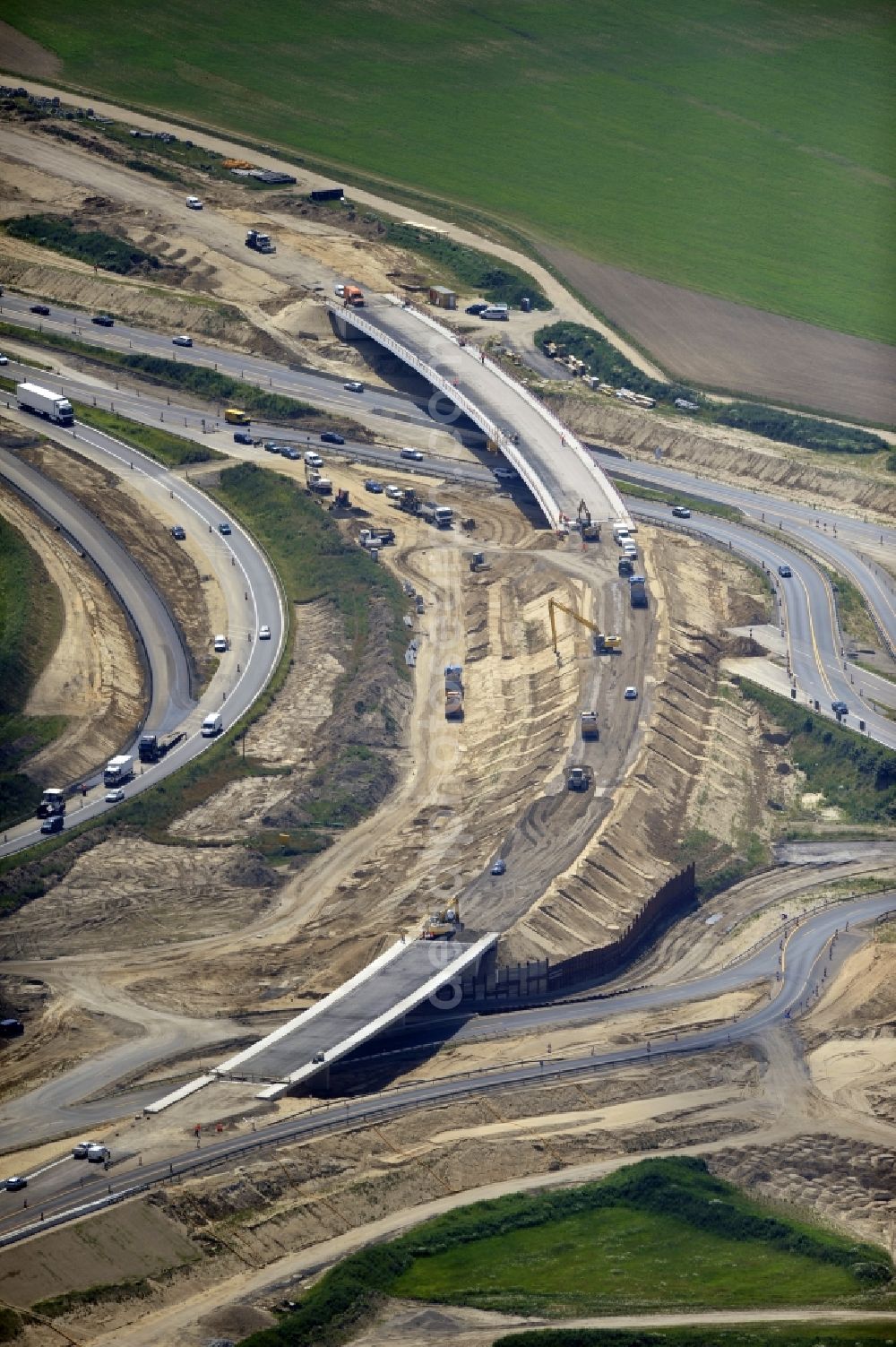 Aerial photograph Schwanebeck - View of the construction site at the motorway junction Barnim