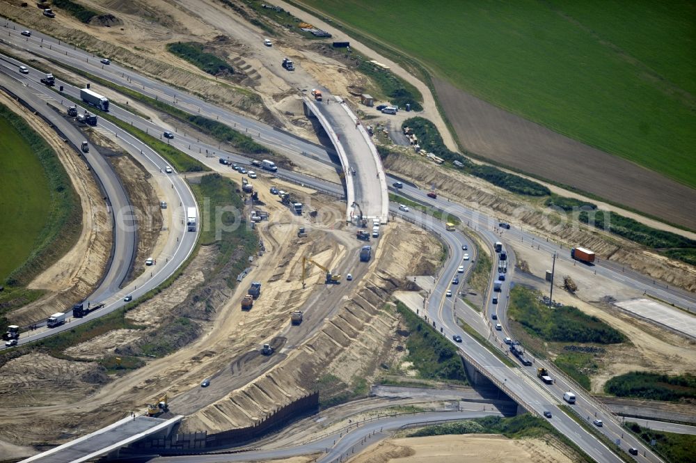 Schwanebeck from above - View of the construction site at the motorway junction Barnim