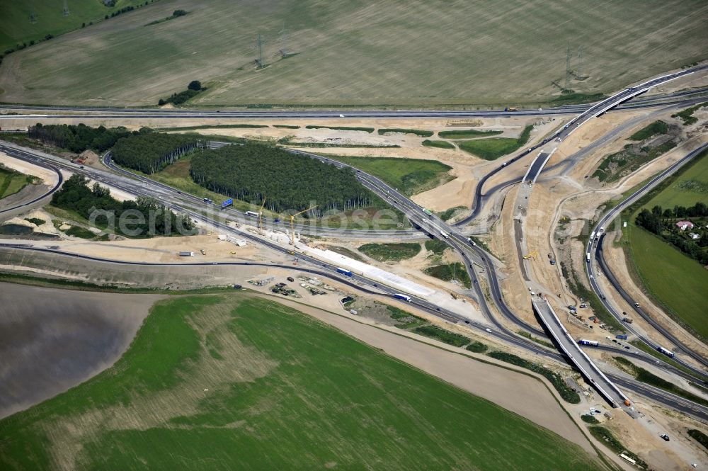 Schwanebeck from the bird's eye view: View of the construction site at the motorway junction Barnim