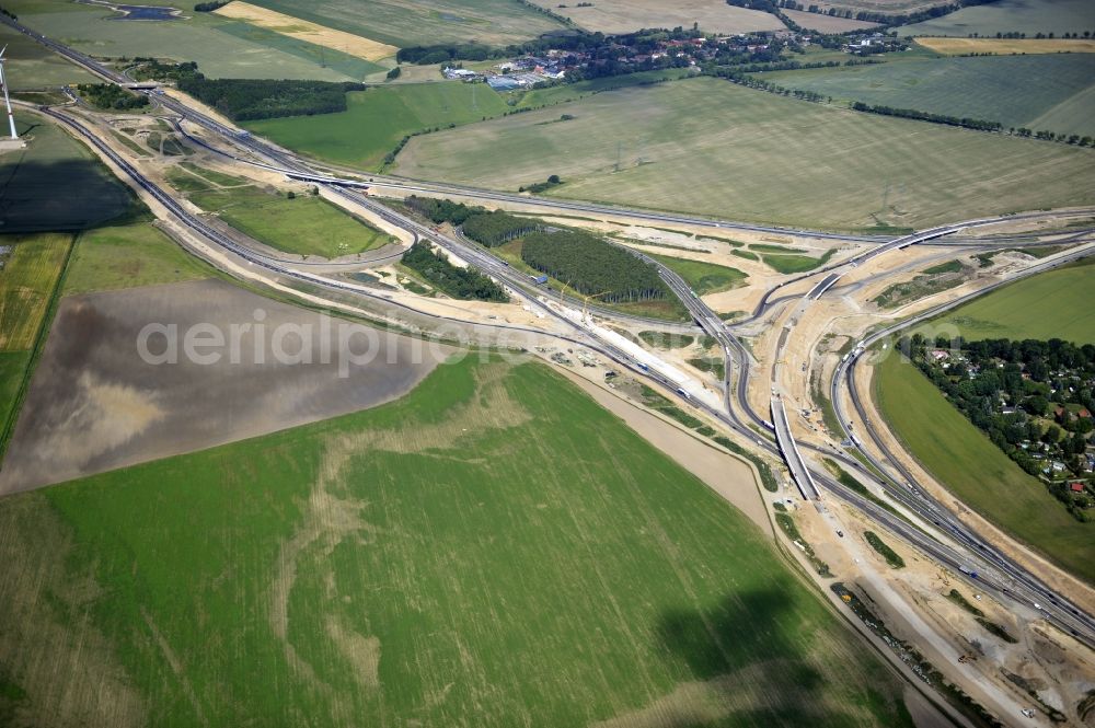 Aerial image Schwanebeck - View of the construction site at the motorway junction Barnim