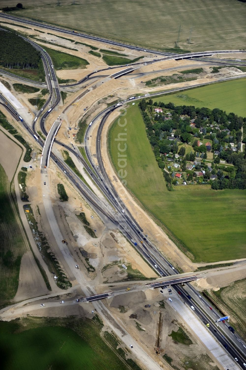 Aerial photograph Schwanebeck - View of the construction site at the motorway junction Barnim