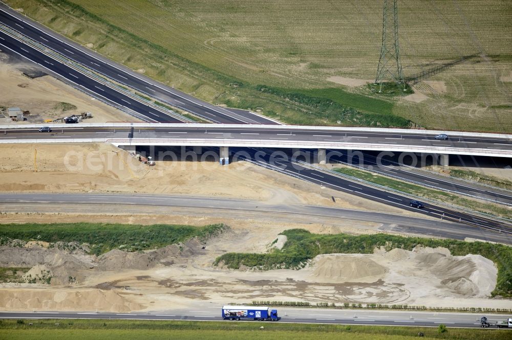 Schwanebeck from the bird's eye view: View of the construction site at the motorway junction Barnim