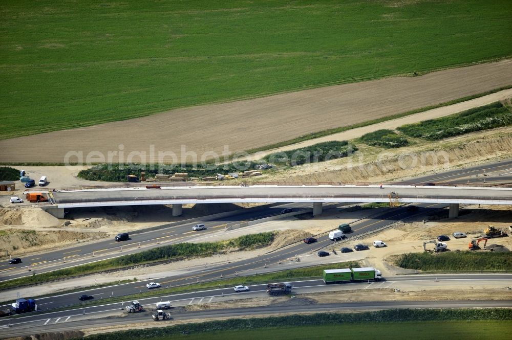 Schwanebeck from the bird's eye view: View of the construction site at the motorway junction Barnim