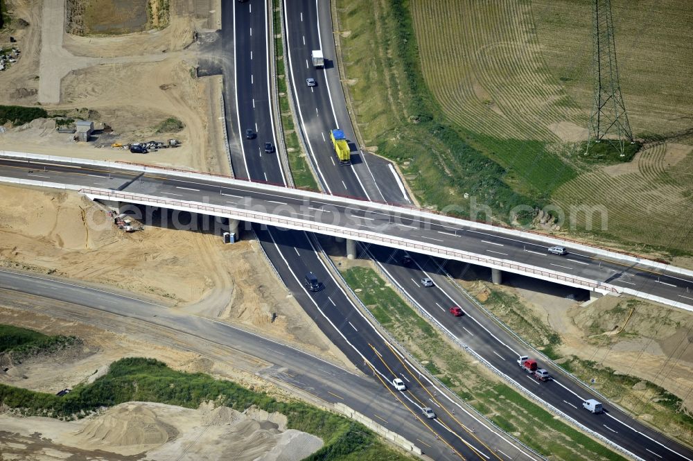 Aerial image Schwanebeck - View of the construction site at the motorway junction Barnim