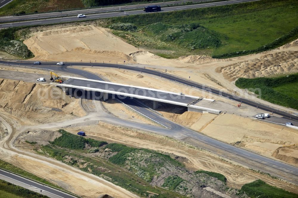 Aerial photograph Schwanebeck - View of the construction site at the motorway junction Barnim