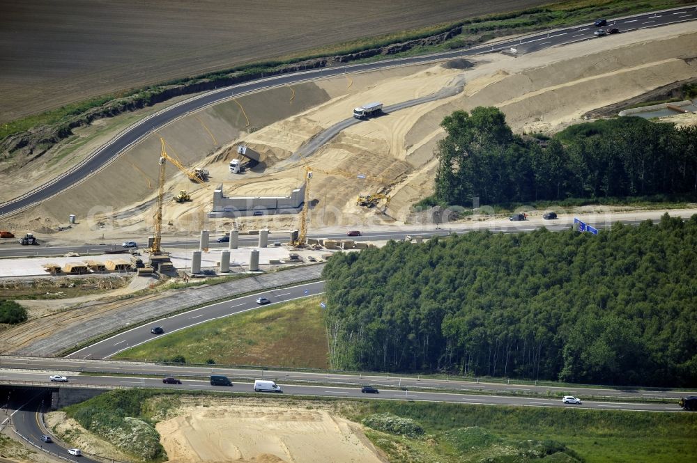 Schwanebeck from above - View of the construction site at the motorway junction Barnim