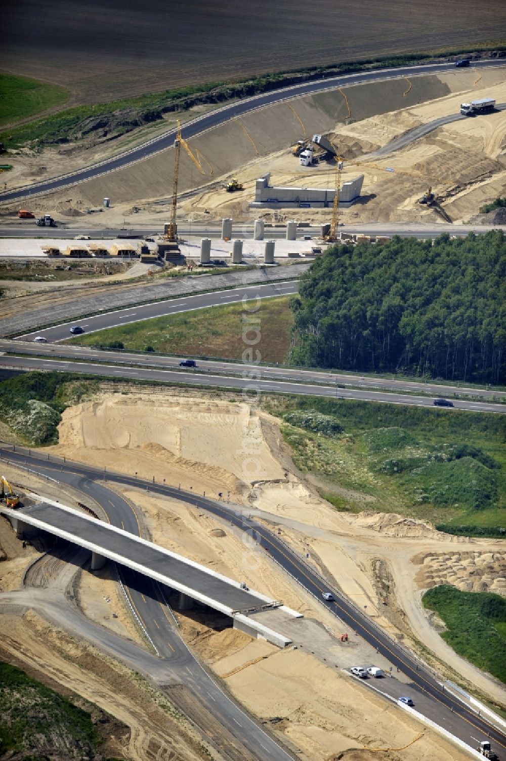 Schwanebeck from the bird's eye view: View of the construction site at the motorway junction Barnim