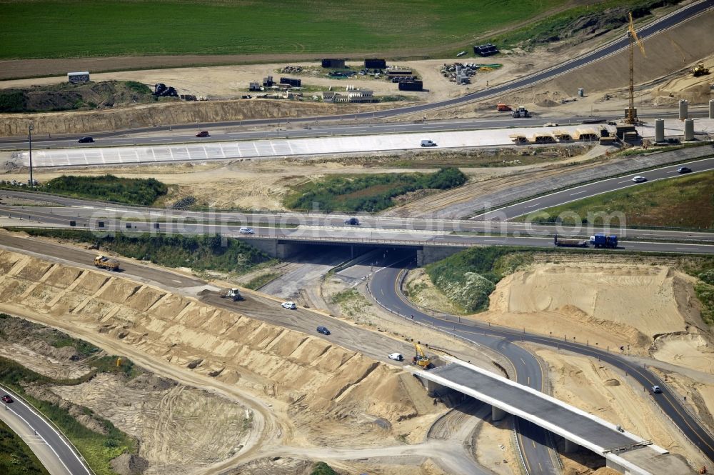 Aerial image Schwanebeck - View of the construction site at the motorway junction Barnim