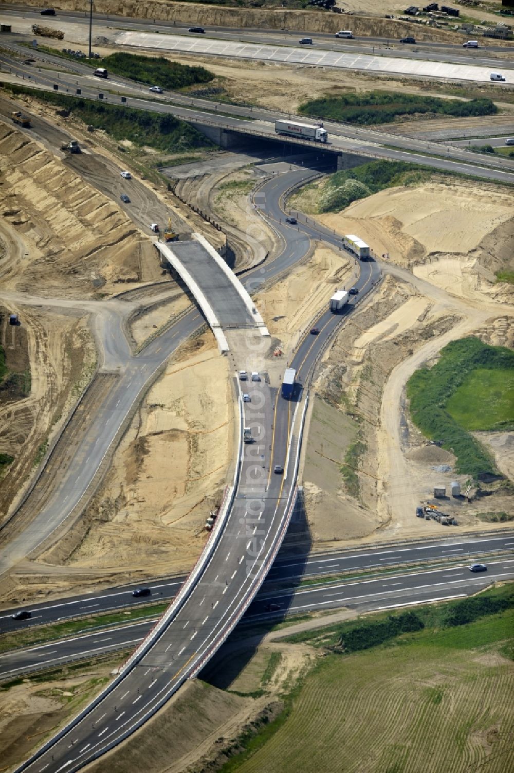 Aerial photograph Schwanebeck - View of the construction site at the motorway junction Barnim