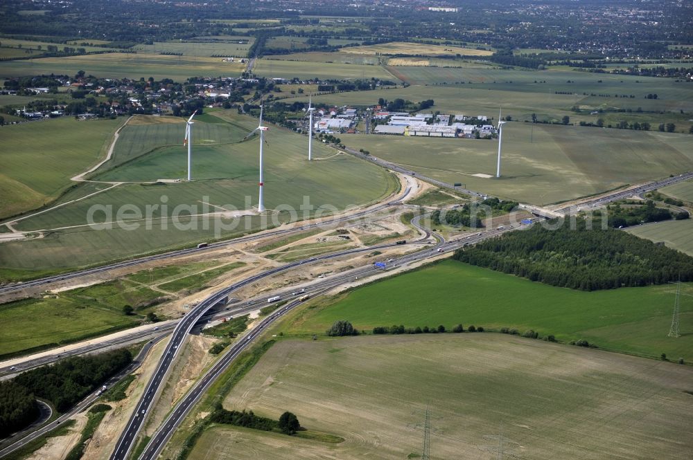 Schwanebeck from above - View of the construction site at the motorway junction Barnim