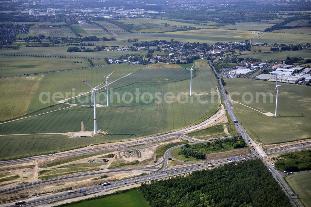 Schwanebeck from the bird's eye view: View of the construction site at the motorway junction Barnim