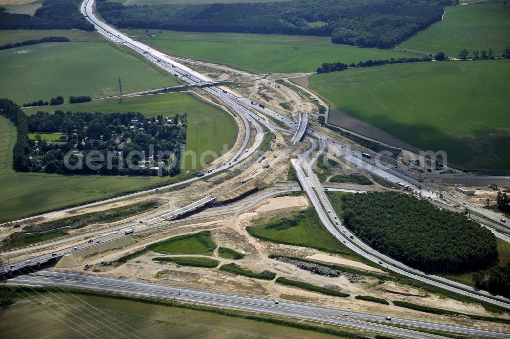 Aerial image Schwanebeck - View of the construction site at the motorway junction Barnim