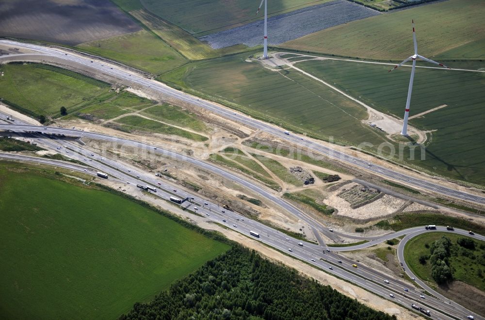 Aerial photograph Schwanebeck - View of the construction site at the motorway junction Barnim