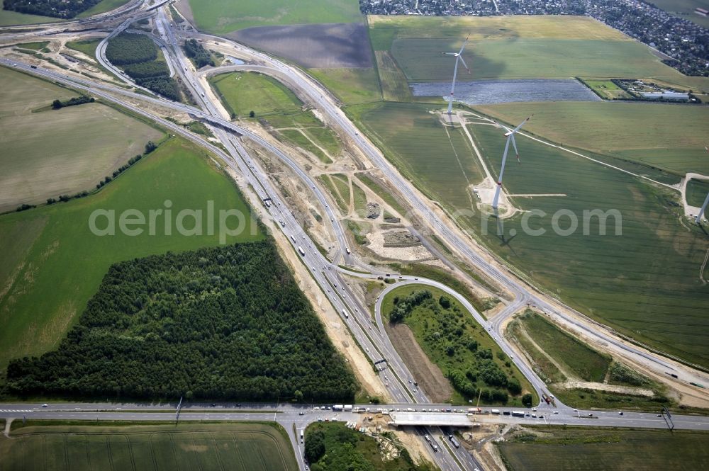 Schwanebeck from above - View of the construction site at the motorway junction Barnim