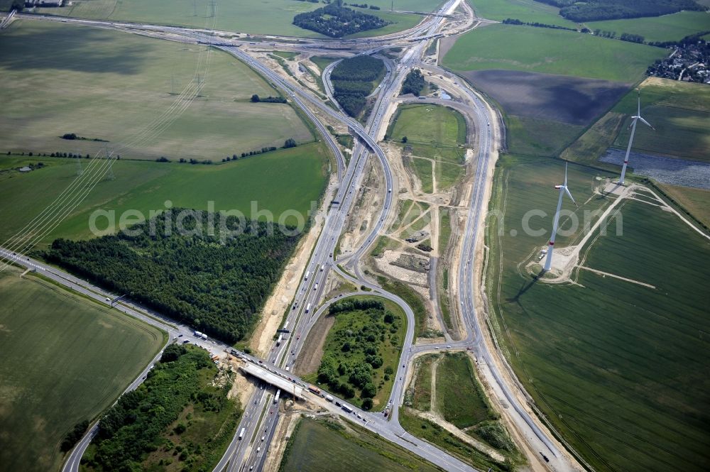 Aerial image Schwanebeck - View of the construction site at the motorway junction Barnim