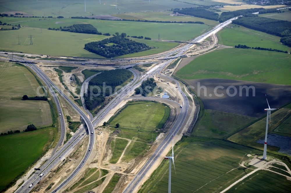 Aerial photograph Schwanebeck - View of the construction site at the motorway junction Barnim