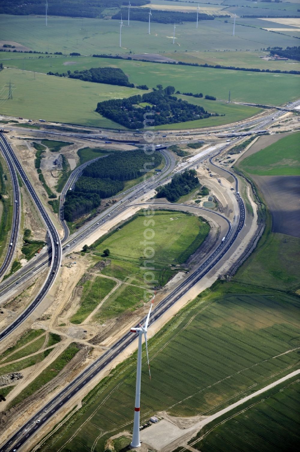 Schwanebeck from above - View of the construction site at the motorway junction Barnim