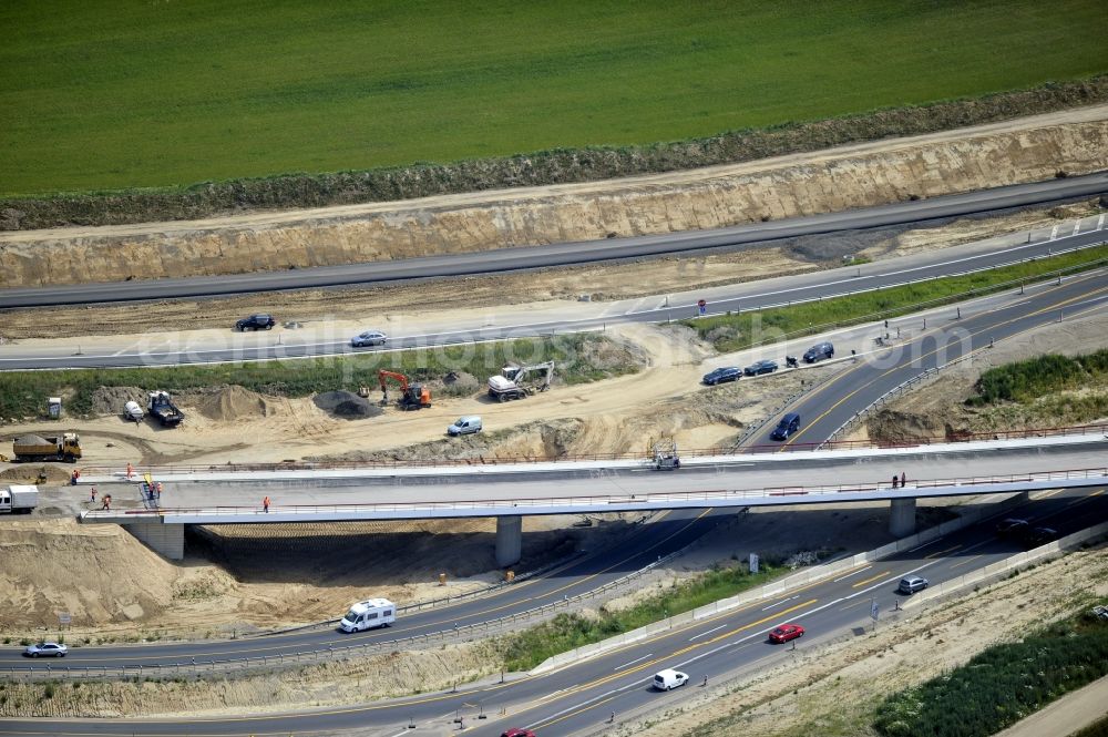 Schwanebeck from the bird's eye view: View of the construction site at the motorway junction Barnim