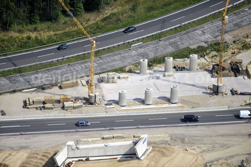 Aerial image Schwanebeck - View of the construction site at the motorway junction Barnim