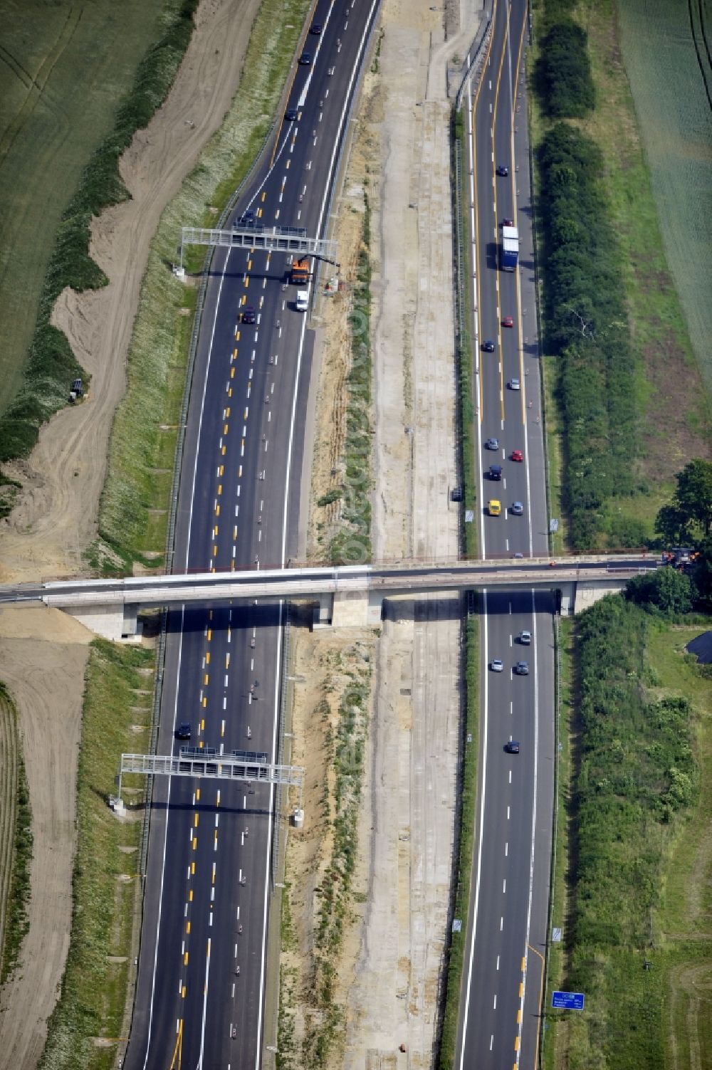 Aerial photograph Schwanebeck - View of the construction site at the motorway junction Barnim