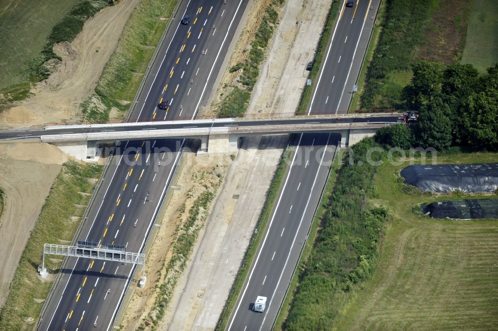 Schwanebeck from above - View of the construction site at the motorway junction Barnim