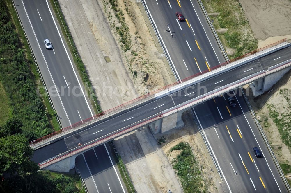 Schwanebeck from the bird's eye view: View of the construction site at the motorway junction Barnim