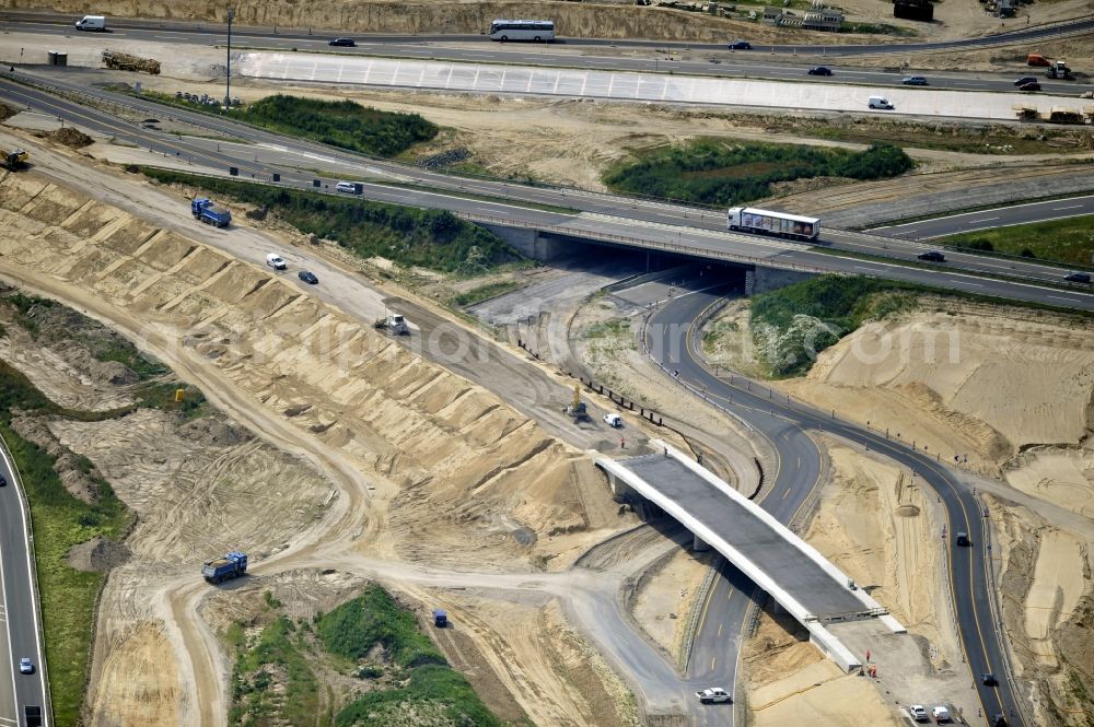 Aerial image Schwanebeck - View of the construction site at the motorway junction Barnim