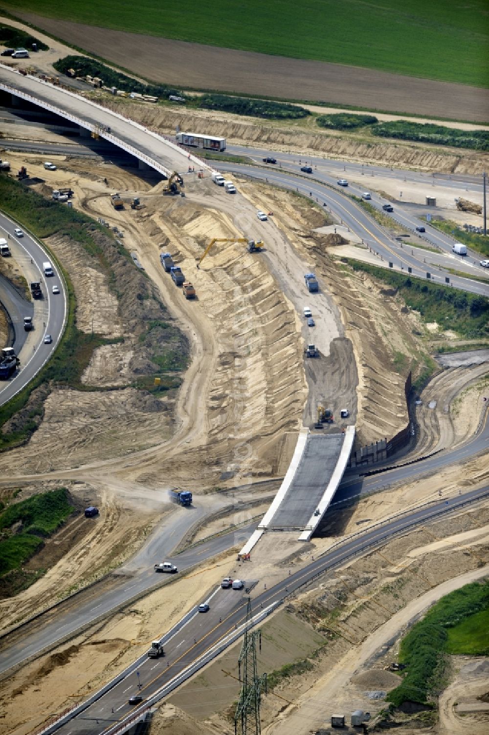 Aerial photograph Schwanebeck - View of the construction site at the motorway junction Barnim