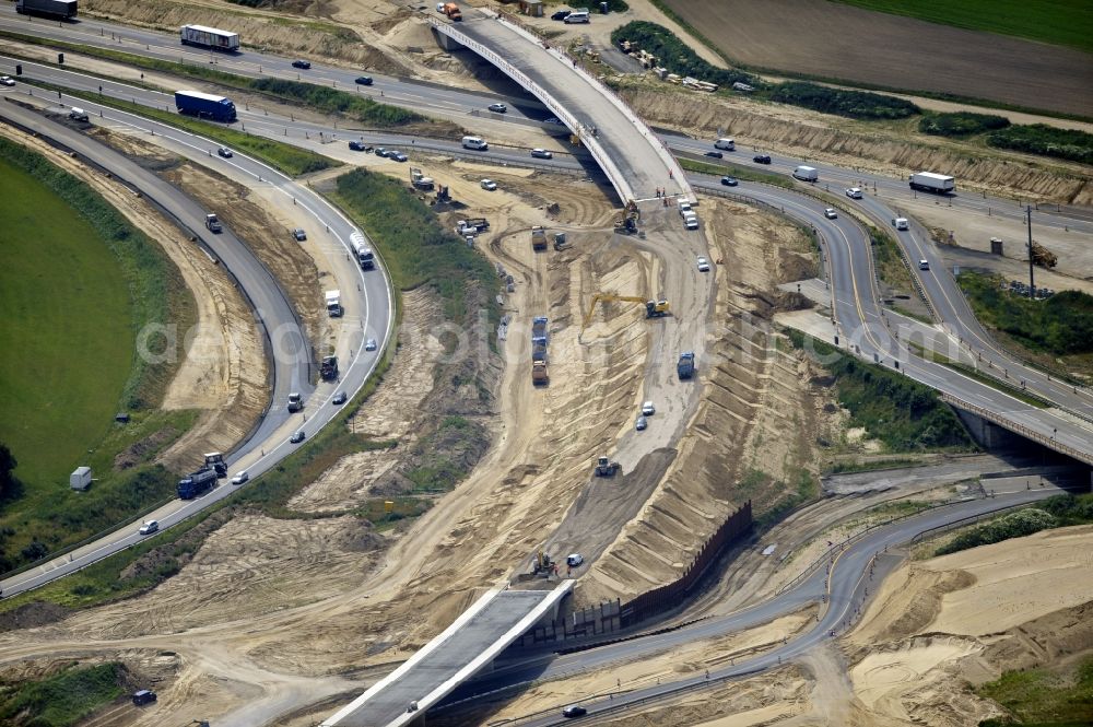 Schwanebeck from above - View of the construction site at the motorway junction Barnim