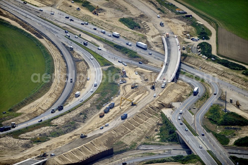 Schwanebeck from the bird's eye view: View of the construction site at the motorway junction Barnim