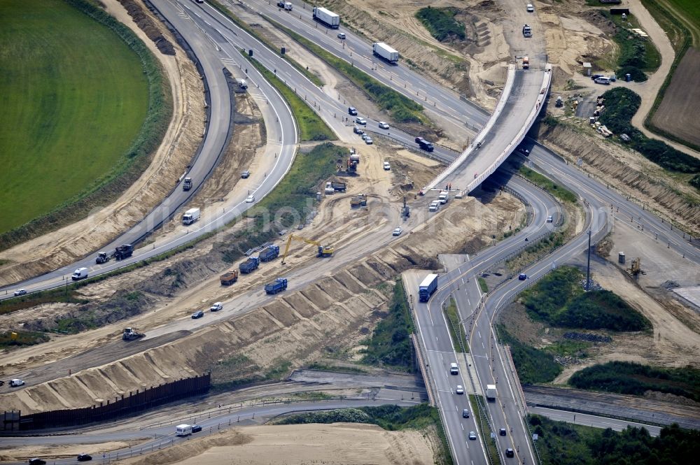 Aerial image Schwanebeck - View of the construction site at the motorway junction Barnim