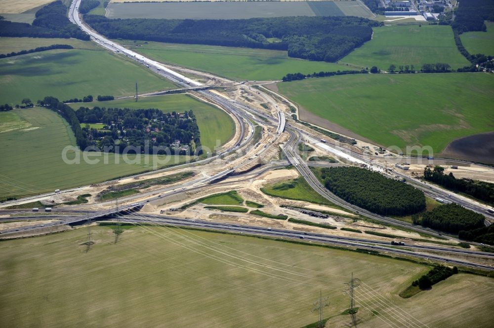 Aerial photograph Schwanebeck - View of the construction site at the motorway junction Barnim