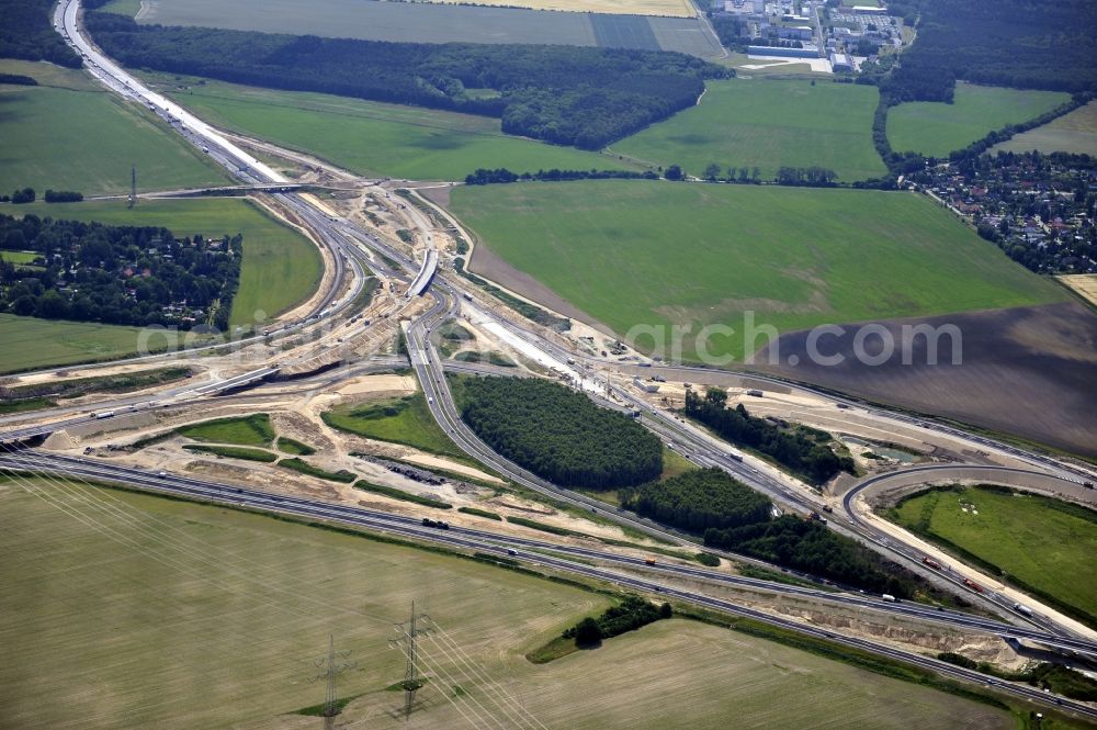 Schwanebeck from above - View of the construction site at the motorway junction Barnim