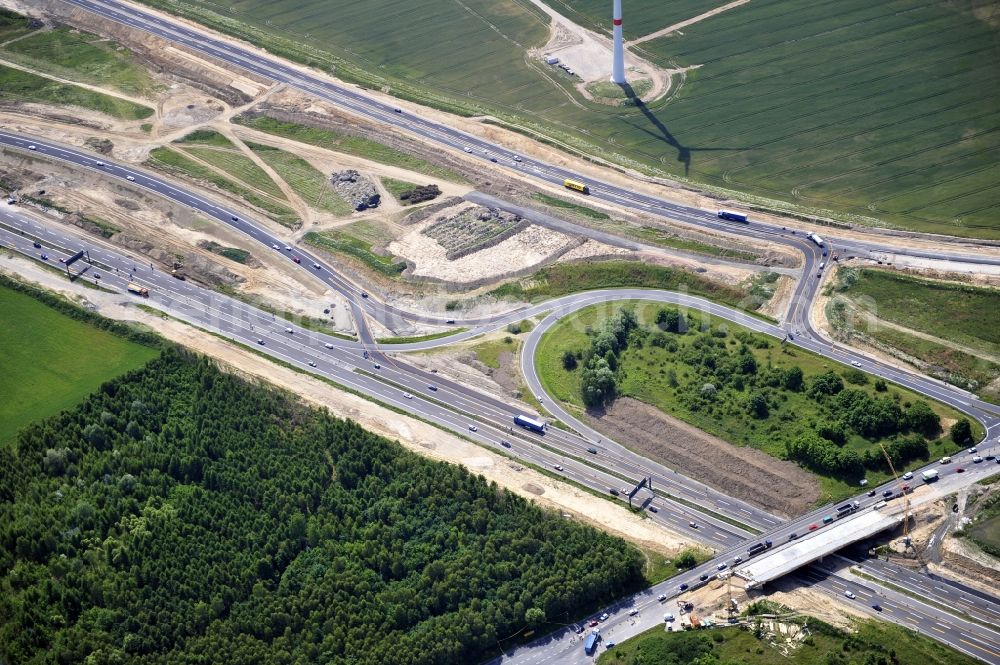 Schwanebeck from the bird's eye view: View of the construction site at the motorway junction Barnim