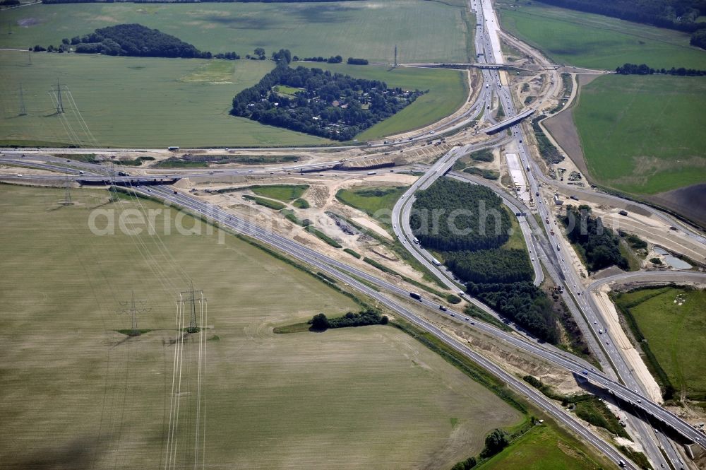 Aerial image Schwanebeck - View of the construction site at the motorway junction Barnim