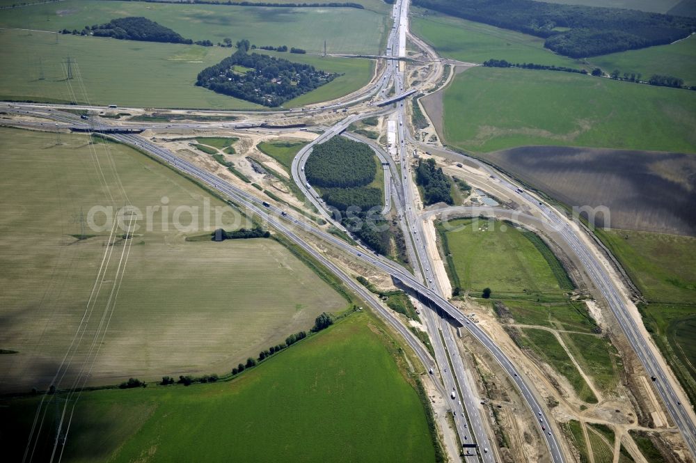 Aerial photograph Schwanebeck - View of the construction site at the motorway junction Barnim